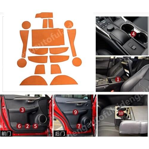 18pcs PU Leather Non-slip Door Slot Pad Cup Holder Mats For Lexus NX200t NX300h 2015-2018 Car Accessories