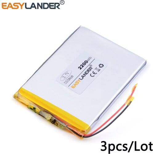3pcs /Lot 555868 2200mah 3.7v lithium Li ion polymer rechargeable battery Board GPS Tablet PC Digital Products tablet GPS DVR