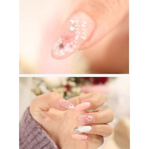 3D Stickers Spring Dried Peach Blossom Fresh Decals Decorative Nail Art Paper Manicure