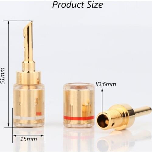 4Pcs Hifi BA1439G Audio 24K Gold plated BFA banana connector Banana Plug Adapter Wire Speaker Connectors