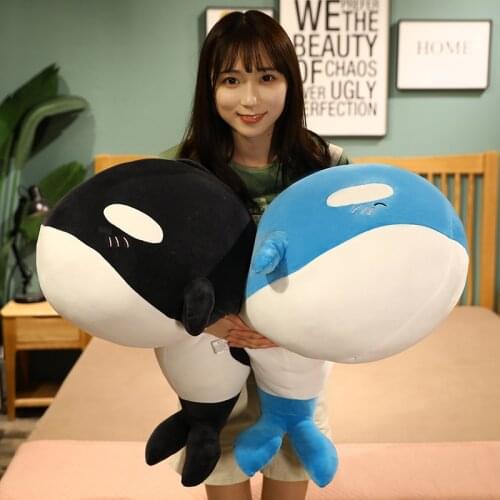 40cm Cute Whale Plush Toy Stuffed Sea Animals Soft Plushie Cartoon Blue Black Whale Shark Toy Pillow Kids Girls Gift Home Decor