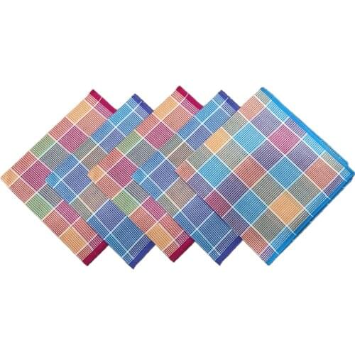 5x 100% Cotton Checkered Handkerchief Printed Handkerchief Square Handkerchief