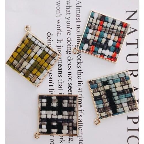 Alloy Square Pendant Necklace Charms DIY Material Jewelry Earring Accessories
