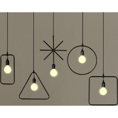 Bars, restaurants, clothing shops, square, rectangular, circular, triangular, glyph lines, geometric chandeliers