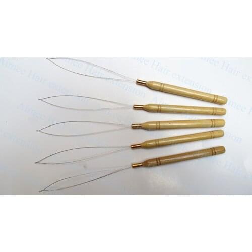 Free shipping 50pcs/Lot ,Bamboo Handle Pulling Loop Needle Hair Extensions,Hair Extension Tools