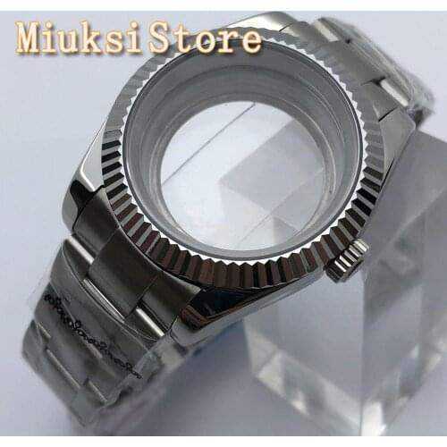 39mm sapphire glass sterile silver stainless steel case fit NH35 NH36 ETA2836,Miyota8215 82 series, Mingzhu DG2813 3804 movement