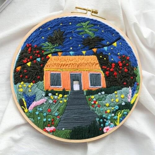 DIY Handmade Embroidery Materials Package Starry Sky Scenery Pattern 3D Cross Stitch Kits Embroidery Kits For Beginners bordado