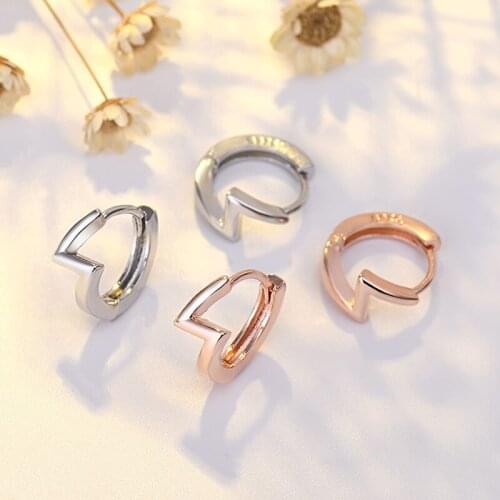 Elegant Rose Gold/Silver Color Small Hoop Earrings Lightning Shape Girlss Earrings for Women Jewelry Party Gifts
