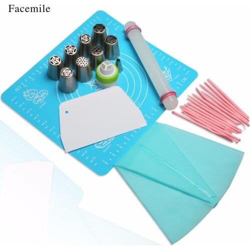 Facemile Silicone Bag Coupler Baking Tool Icing Tips Piping Cake Nozzle Flower Modelling Tools Fondant Cake Decration Tool Set