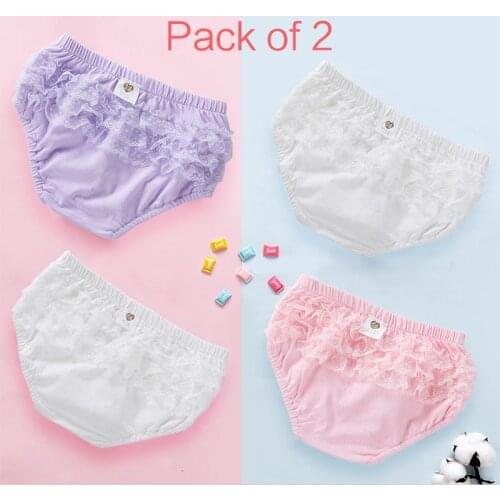 Baby Girls Cotton Ruffle Lace Shorts Infant Diaper Cover Bloomers Solid White Underwear Briefs Pink Panties Frill Knickers3-6