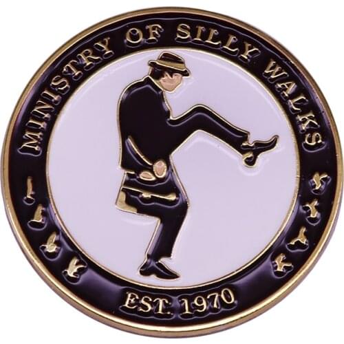 Classic Funny Ministry of Silly Walks Enamel Brooch Pins Badge Lapel Pin Brooches Alloy Metal Fashion Jewelry Accessories