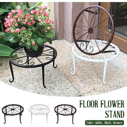 Wrought Iron Potted Stander Flower Shelf Flower Pot Holder Garden Planter Rack Classic Plant Stand Floor Round Durable Creative