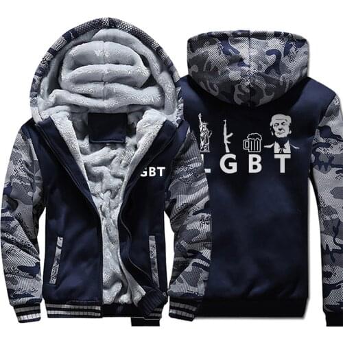 Liberty Guns Beer Trump Adult Science Camo Hoodies Sweatshirts Winter LGBT Warm Fleece Men Thick Coat Plus Size Casual Jacket