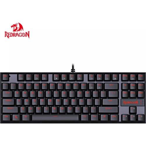 Redragon K552 TKL Gaming Mechanical Keyboard, RED LED Backlight Switches Blue Clicky Touch 87 Keys Keyboard for PC Gamer