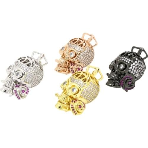 Metal Zircon Skull Jewelry Components Purple Zircon Gold/Silver/Rosegold/Black Personality Jewelry Bracelet Findings