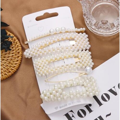 Ins Fashion Women Girls Elegant Pearls Hair Clips Sweet Headwear Hair Ornament Hairpins Barrettes Headband Hair Accessories