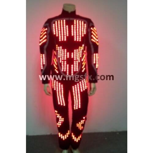 Mens light up LED tron costume glowing led light costume performance lumious dance clothing