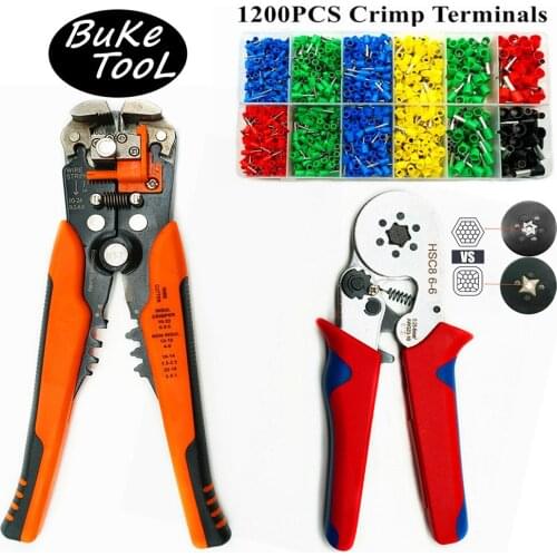 Multifunctional Wire Stripper Crimping Tool Kit - HSC8 6-6 Pliers ,Self-Adjusting 8 Inch Cutter Crimper,For Tube Terminal