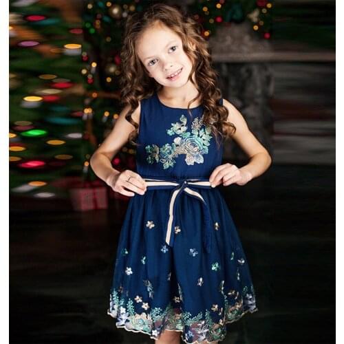 Girls Dresses Baby Girl Princess Embroidery Dresses Summer Short Sleeve Kids Clothes Party Dresses 6 P/L