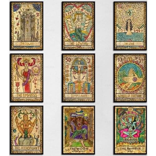 Horoscope Divination Retro Posters Abstract Wall Art Canvas Painting Classical Pictures for Living Room Home Decoration