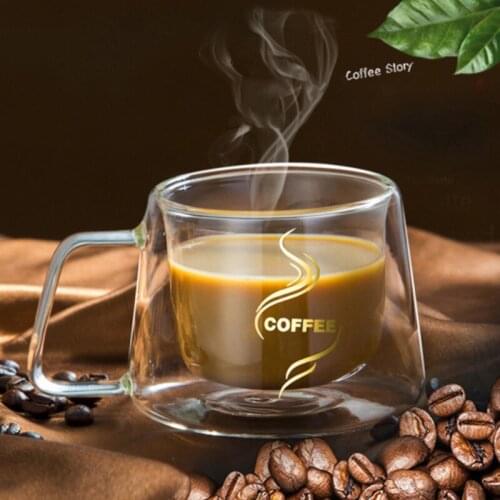 Transparent Glass Coffee Cup Milk Whiskey Tea Beer Double Creative Heat Resistant Cocktail Vodka Wine Mug Drinkware Tumbler Cups