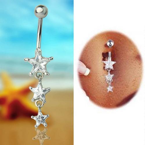 HOT! Beautiful Eye-catching Rhinestone Surgical Belly Navel Ring Dangle Body Piercing Rhinestone long dangle tassels navel belly