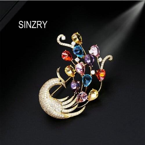 SINZRY new fashion jewelry accessory colorful cubic zirconia shinningelegant phoenix brooch pin Korean stylish jewel