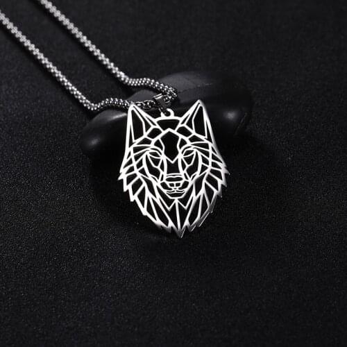 Drop Schip Wolf Ketting Voor Vrouwen Dier Coyote Dangle Hanger Ketting Rvs Trendy Mannen Verjaardag Sieraden Bijoux Gift