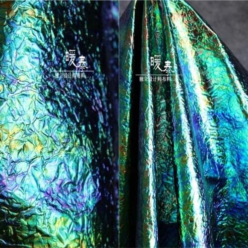 Synthetic Leather Fabric Green Alligator Grain Waterproof DIY Patches Bags Crafts Decor Stage Clothing Cosplay Designer Fabric