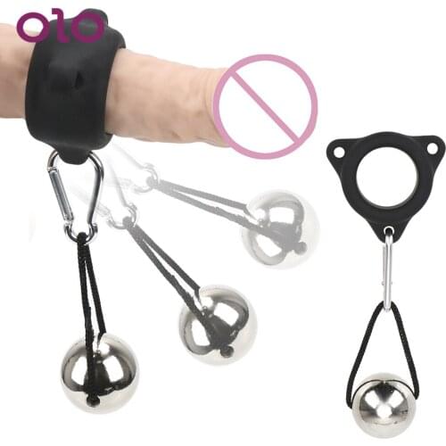 OLO Metal Gravity Ball Cock Ring Male Glans Penis Exercise Lasting Enhance 28MM/32MM Sex Toy for Men Adult Product