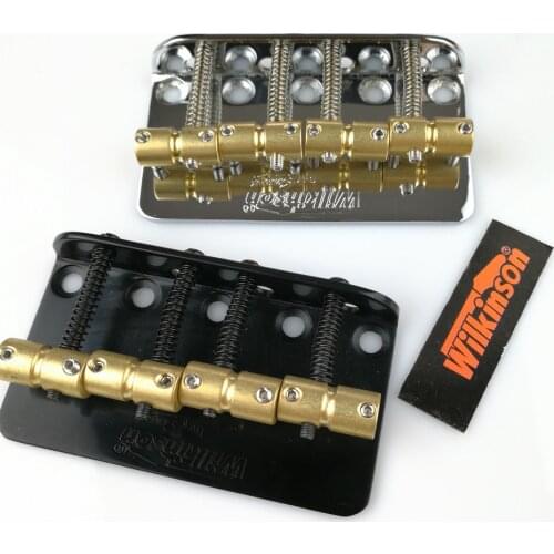 Wilkinson WBBC Four 4 Strings Electric Bass Bridge With Brass Saddles For Precision Jazz Bass Chrome Silver Black
