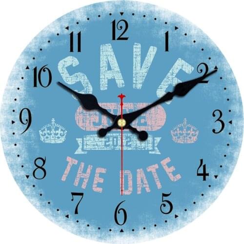 Vintage Artistic reloj pared Large Silent Wall Watch Clock I Love London Navy Blue Round Wooden Clocks For Kitchen Home Office