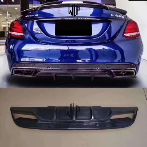W205 Sedan C300 High quality Carbon fiber Rear bumper Lip diffuser For Mercedes-Benz W205 C180 C200 sport bumper 15-UP