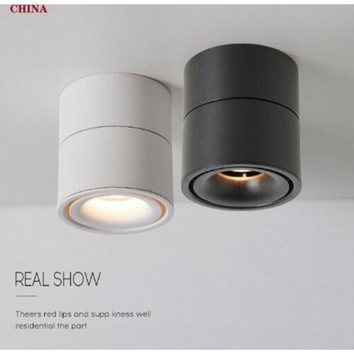 Dimbare Cob Led Downlighters Opbouw Led Plafond Lampen 7W/10W/15W Opvouwbaar En 360 ° Draaibaar Achtergrond Spot Verlichting