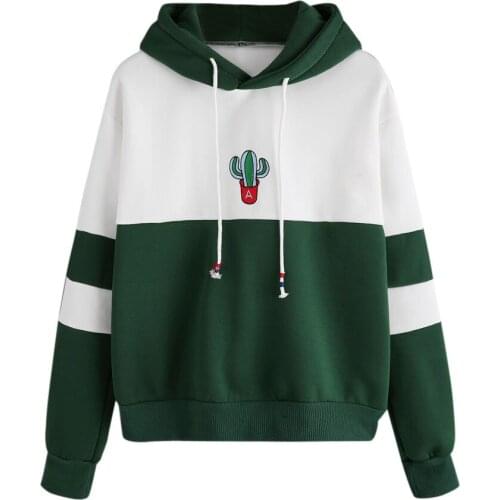 Womens Long Sleeve Cactus Print Hoodie Sweatshirt Hooded Pullover Tops Blouse Oversized Sudadera Harajuku Moleton Feminino New