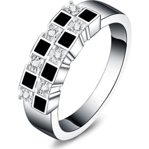 HXHQ QRX 925 Sterling Silver Cube AAA zircon Ring Man For Women Fashion Wedding Engagement Party Gift Charm Jewelry