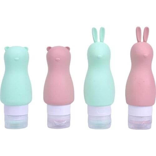 1Pcs 90ML Cute Silicone Refillable Bottles Traveler Packing Lotion Points Shampoo Container Press Bottles Travel Press Bottles