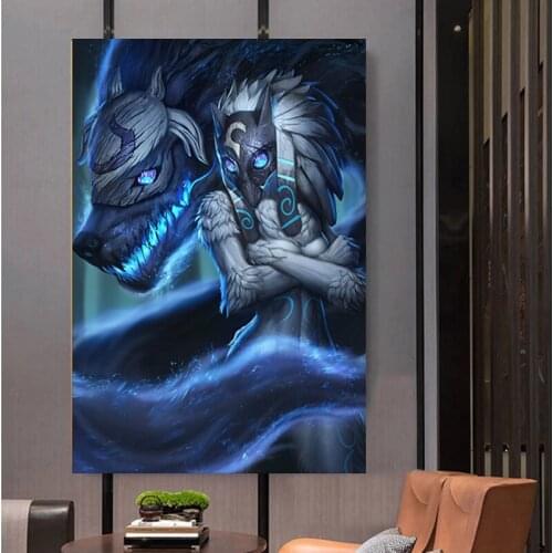 1pcs LOL Eternal Hunters Kindred Pictures League of Legends Game Poster Pictures Canvas Painting Wall Art wall canvas prints