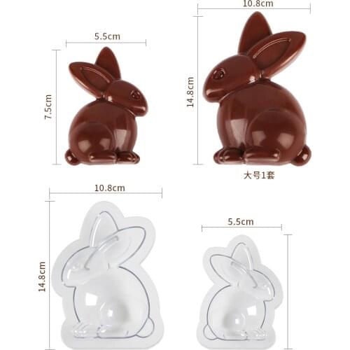 3D Easter Bunny Rabbit Chocolate Mold Cute Plastic Candy Mold Sugar Paste Mold Cake Decorating Tools DIY Home Baking Tool