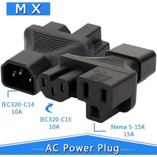 IEC320 C14 to 5-15P C14 to C15 IEC 320 C14 for C15 + Nema 5-15R nema C14 for C13 5-15R Adapter AC 15A 125 V