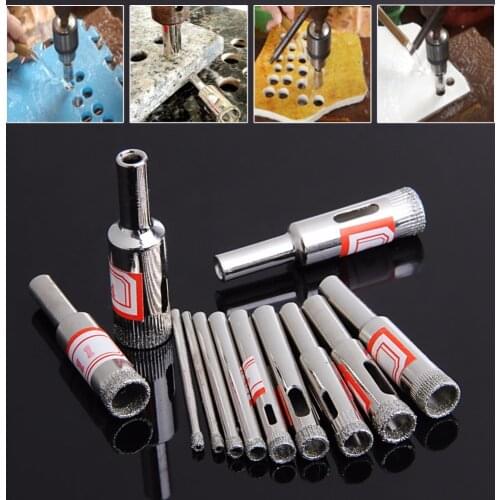 Diamond Coated Core Saw Hole Drill Tool For Glass Marble Tiles Hot 3-14mm 11Pcs/SET