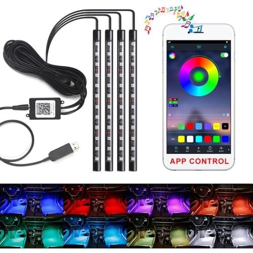 Car styling Wireless Phone APP Control Interior Floor Foot Decoration Light Cigarette LED Atmosphere RGB Neon Lamp Strip