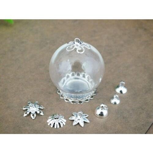 Free ship!! 30x20mm DIY glass globe ball with different shapes silver cap ,glass vial pendant