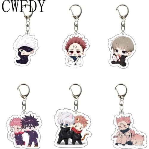 Anime Jujutsu Kaisen Gojo Satoru Keychain Cartoon Figure Yuji Itadori Megumi Fushiguro Nobara Kugisaki Acrylic Key Ring 10pcs