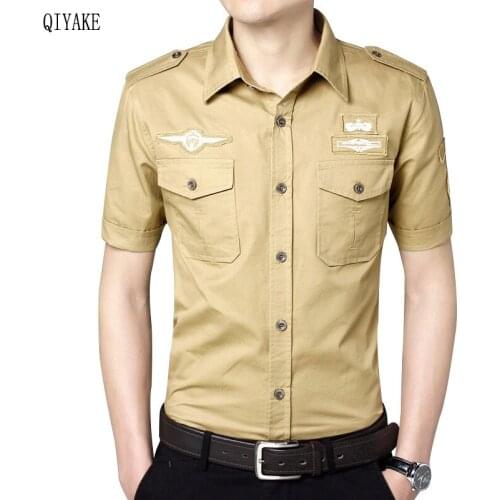 Brand Mens Shirt 2017 Summer Men Shirt Short Sleeve Military style Shirt Mens Loose Fashion Casual Shirt Clothes M-6XL