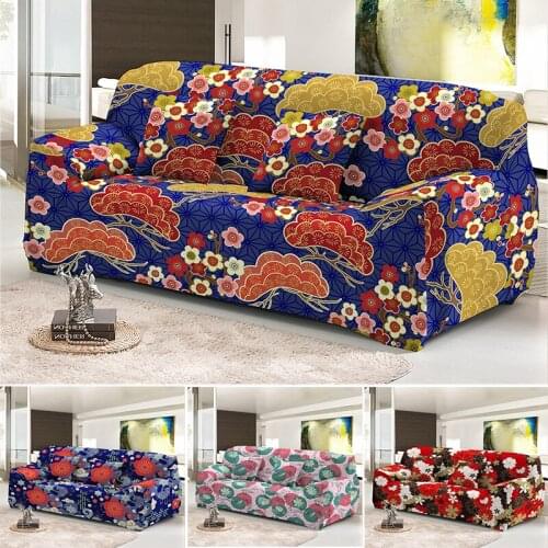 Japanese Style Printing Slipcover Removable Elastic All-cover Sofa Cover Stretch Couch Covers 1/2/3/4 Seat Pillowcase Available