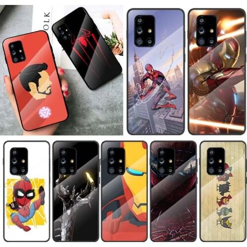 Tempered Glass Cover Marvel Iron Spider Cartoon For Samsung Galaxy A91 A81 A72 A71 A52 A51 A41 A31 A21S A11 A01 Phone Case