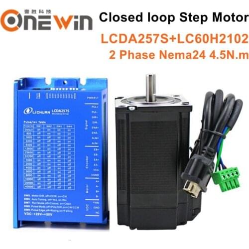 4.5N.m 60mm Nema 24 closed-loop step motor LCDA257S+LC60H2102 2 phase stepper motor driver kit DC20-50V 6A