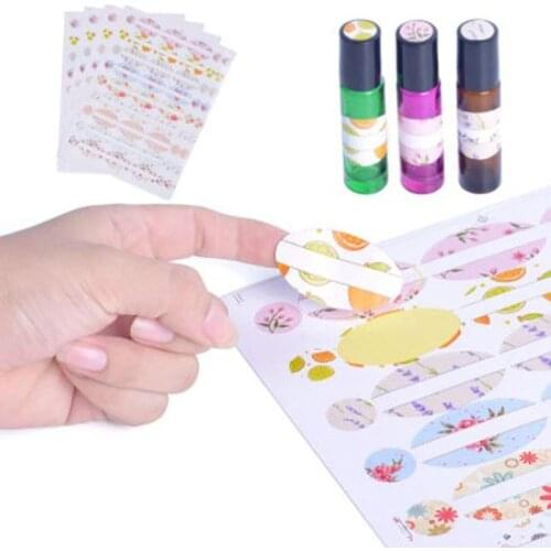 54pcs/1 Sheet Essential Oil Bottle Vial Cap Stickers Labels Coated Cap Round Decor