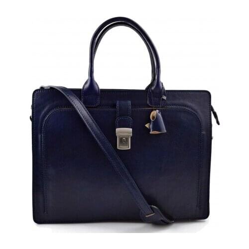Leather briefcase office document bag business bag executive VIP briefcase blue